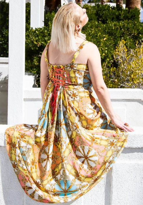 Chiara "Movie Colony" Robe en soie à imprimé technique